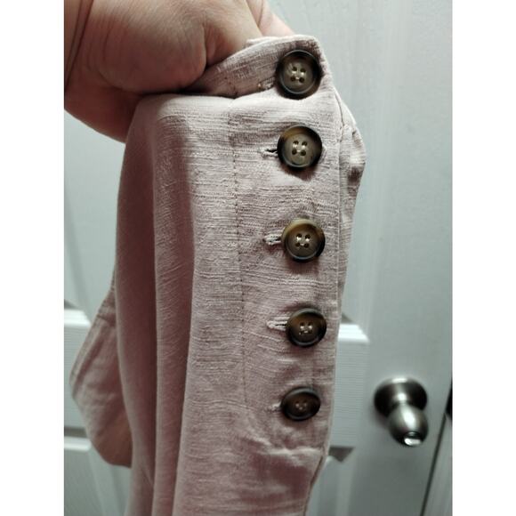 Good Luck Gem Women's Size Medium Beige Linen Rayon Blend Wide Leg Crop Pants - Picture 4 of 6